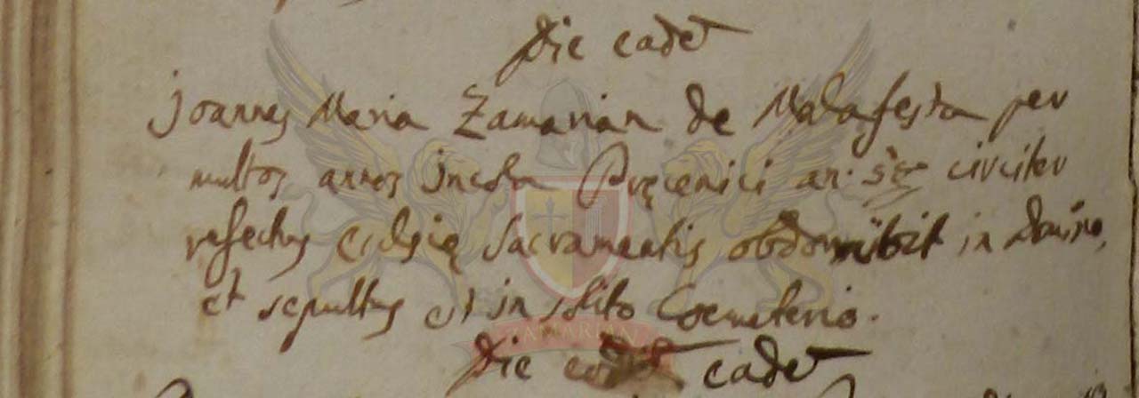 Registro de óbito de Giovanni Maria Zamarian Registro de óbito de Giovanni Maria Zamarian